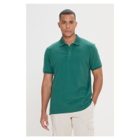 ALTINYILDIZ CLASSICS Men's Dark Green 100% Cotton Roll-Up Collar Slim Fit Slim Fit Polo Neck Sho