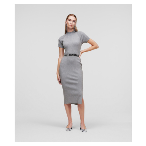 Šaty karl lagerfeld lurex sslv knit dress w/logo šedá