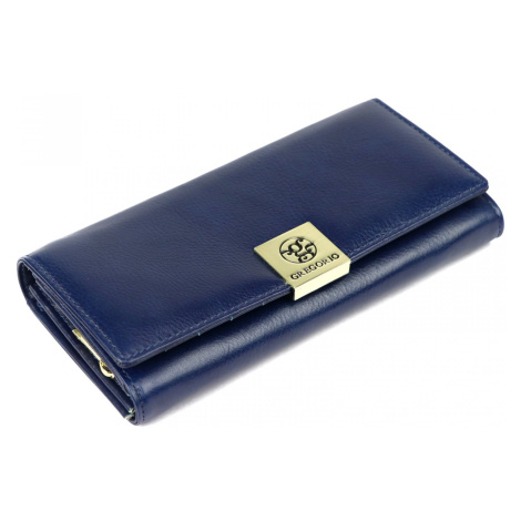 Luxusní dámská kožená peněženka Leonardo, modrá GREGORIO