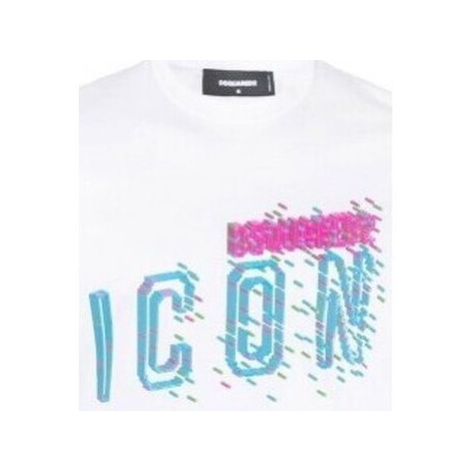 Dsquared T-Shirt Pixeled Icon Cool Fit Tee blanc Bílá Dsquared²