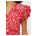 Červené dámské květované krátké šaty Trendyol