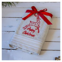 Hnědý vánoční ručník RAINDEER (OLXMAS10) - MOTIVATED