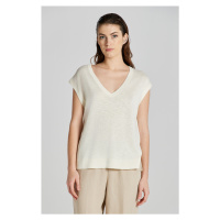 VESTA GANT LINEN BLEND V-NECK VEST bílá