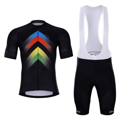 HOLOKOLO Cyklistický krátký dres a krátké kalhoty - HYPER - černá/duhová