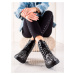 Originální kotníčkové boty dámské černé na plochém podpatku