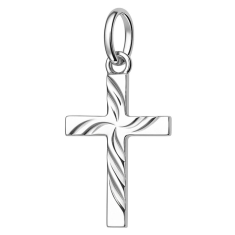 Stříbrný přívěsek křížek s rytinou