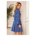 CLARA - Světle modré dámské košilové šaty s knoflíky a dlouhými rukávy 298-2