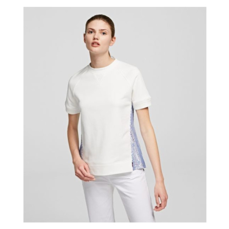 Mikina Karl Lagerfeld Ssl Fabric Mix Sweatshirt - Bílá
