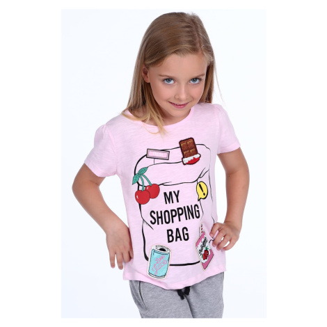 Dívčí tričko s nášivkami ve světle růžové barvě FASARDI