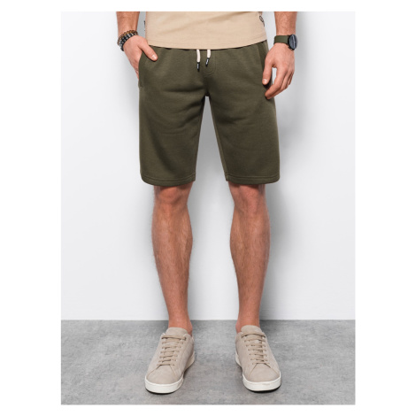 Ombre Men's short shorts with pockets - dark olive