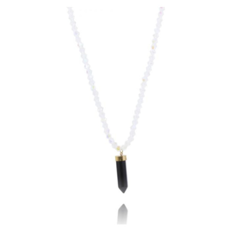 Pozlacený náhrdelník s černým krystalem ECARLA