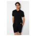 Trendyol Black Regular/Regular Fit Short Sleeve Label Appliqué Polo Neck T-shirt