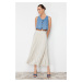 Trendyol Stone Pleated Maxi Knitted Skirt