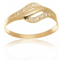 Dámský prsten ze žlutého zlata s čirými zirkony PR0430F + DÁREK ZDARMA