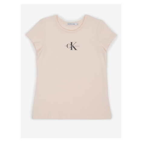 Světle růžové holčičí tričko Calvin Klein Jeans - Holky