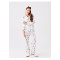 LC Waikiki Shirt Collar Patterned Long Sleeve Women's Pajama Set