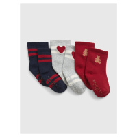 Sada tří párů holčičích vzorovaných ponožek v červené, šedé a tmavě modré barvě GAP