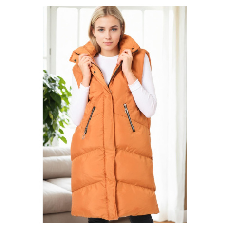 Z6743 DEWBERRY WOMEN'S VEST-CAMEL-1