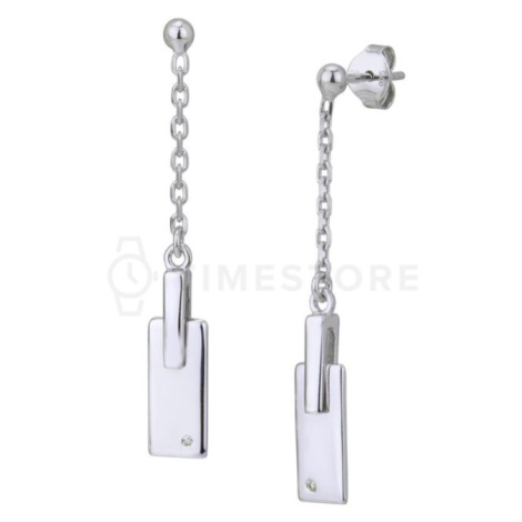 Visací stříbrné náušnice s diamantem TS-EA-0246