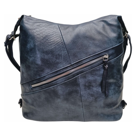 Velký tmavě modrý kabelko-batoh z eko kůže Nessie Tapple