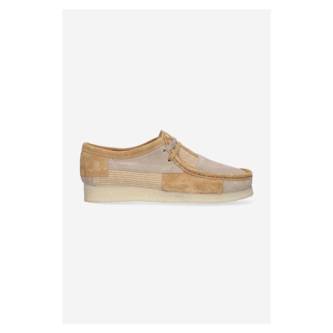 Semišové polobotky Clarks Originals Wallabee pánské, béžová barva, 26172156