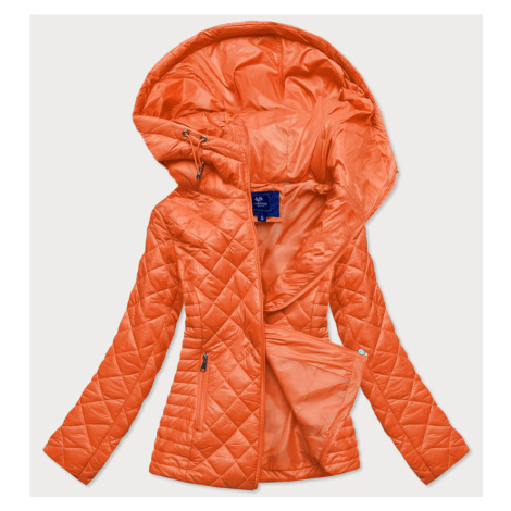 Oranžová prošívaná dámská bunda s kapucí model 15856224 - Ann Gissy