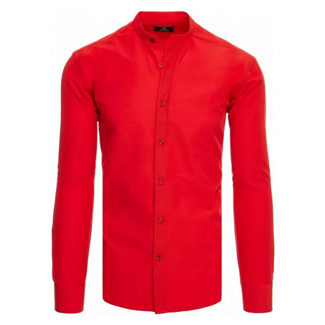 červená pánská košile bez límečku