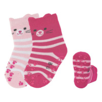 Sterntaler ABS batolecí ponožky Twin Pack Cat Face Pink