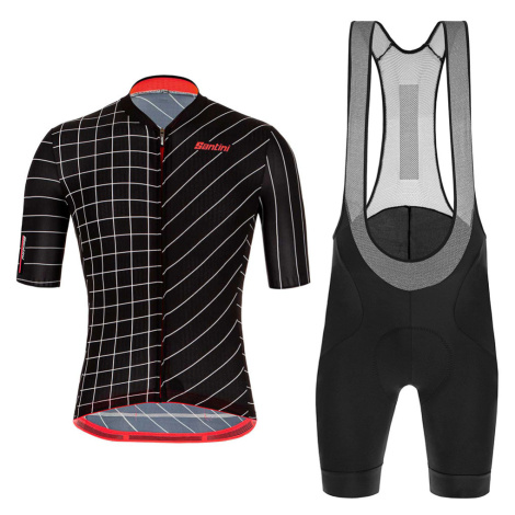 SANTINI Cyklistický krátký dres a krátké kalhoty - SLEEK DINAMO - černá/bílá