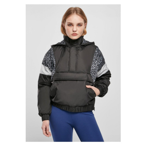 Ladies AOP Mixed Pull Over Jacket - black/snowleo/lightasphalt Urban Classics