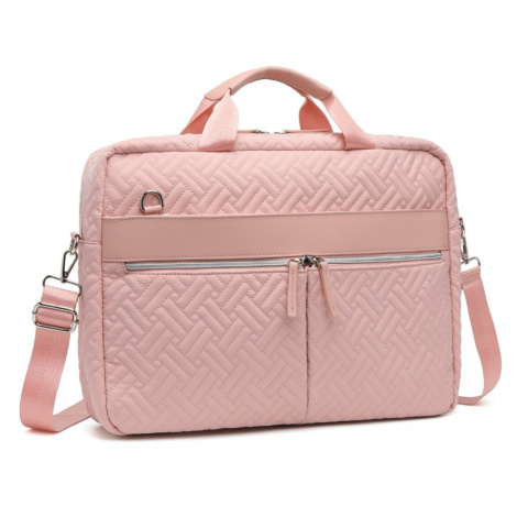 KONO vodoodpudivá elegantní prošívaná taška na notebook 15,6" - růžová