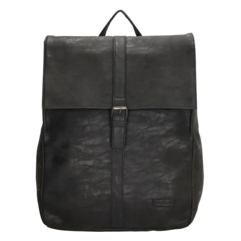 Beagles Černý objemný kožený batoh „Saint Tropez“ 13L
