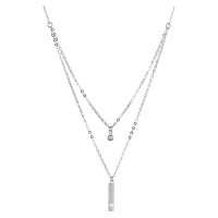 Evolution Group Stříbrný náhrdelník kulička a úzký obdélník se zirkony bílý 12057.1 crystal