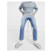 ASOS DESIGN classic rigid jeans in vintage light wash blue with abrasions