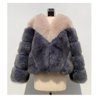 Dvoubarevný dámský kožich zimní plyšová bunda