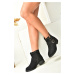 Fox Shoes Women's Black Suede Low Heeled Daily Boots