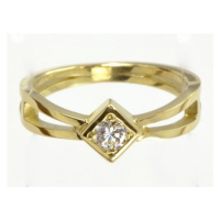 Dámský prsten ze žlutého zlata s diamantem + DÁREK ZDARMA