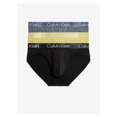 Sada tří pánských slipů v černé, žluté a šedé barvě 3PK Calvin Klein Underwear