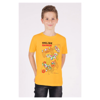 zepkids Chlapecké hořčicové tričko s potiskem a kulatým výstřihem