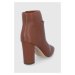Kožené kotníkové boty Lauren Ralph Lauren dámské, hnědá barva, na podpatku