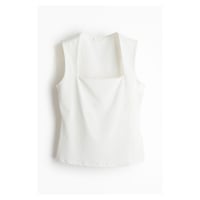 H & M - Žerzejový top's hranatým výstřihem - bílá