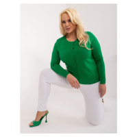 Zelený dámský svetr větší velikosti s manžetami