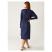 Tmavě modré dámské žerzejové midi šaty Marks & Spencer