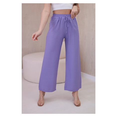 Viskózové široké nohavice fialové barvy Kesi