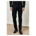 ALTINYILDIZ CLASSICS Men's Black Slim Fit Slim Fit Dobby Flexible Casual Trousers