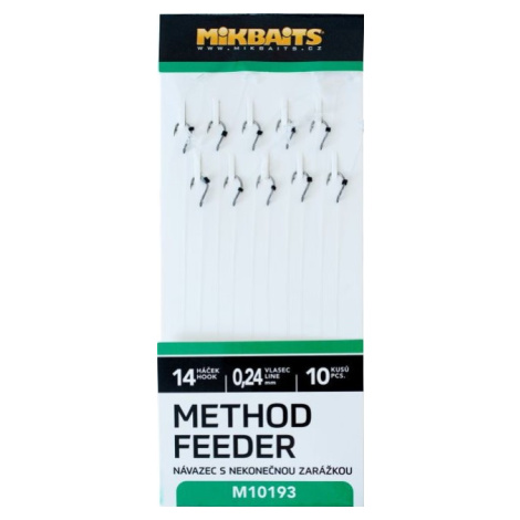 Mikbaits method feeder návazce s nekonečnou zarážkou 10ks - velikost 14