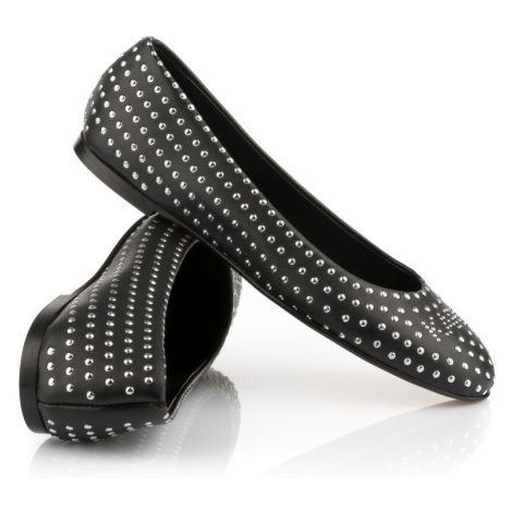 Baleríny karl lagerfeld karo microstud pump black pu w/silver
