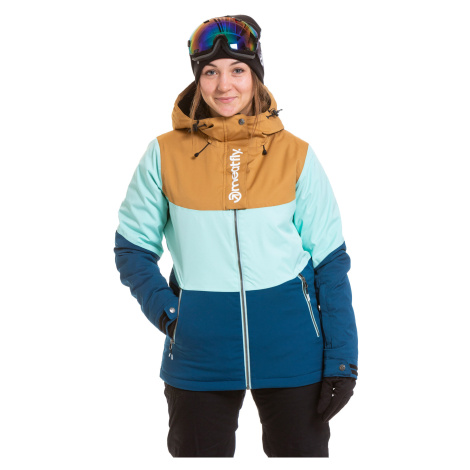 Meatfly dámská SNB & SKI bunda Kirsten Premium Almond/Mint/Petrol | Hnědá