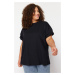 Trendyol Curve Black Crew Neck Printed Knitted T-Shirt
