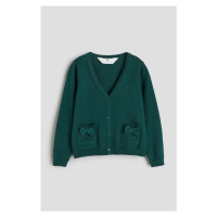 H & M - Propínací školní svetr z bavlny - zelená